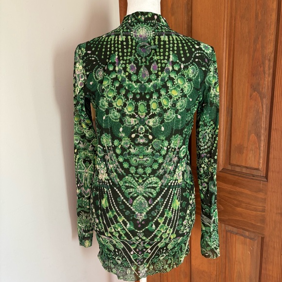 Vintage 90s Jean Paul Gaultier Soleil XS Extra Small Button Down Mesh Top Shirt - Picture 4 of 7